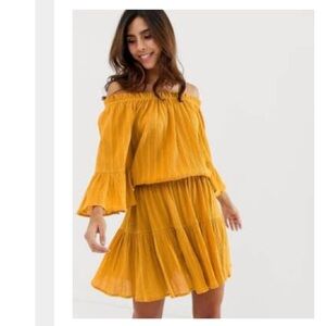 ASOS mustard / yellow Long Sleeve Dress